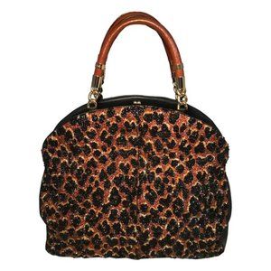 OOAK Abigail Made in Italy Contessa Leopard Beaded Gown Top Handle Leather Tote
